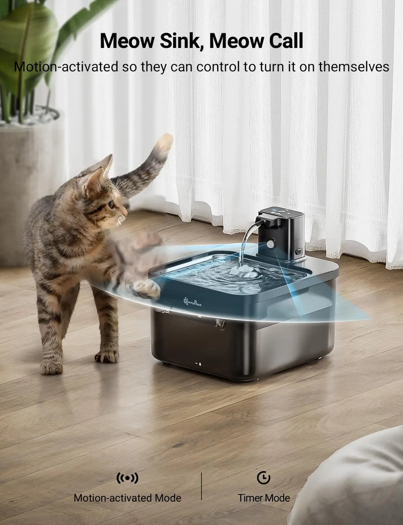 Fontaine a eau Chat Inox 2.5L Sans Fil avec detecteur de mouvement