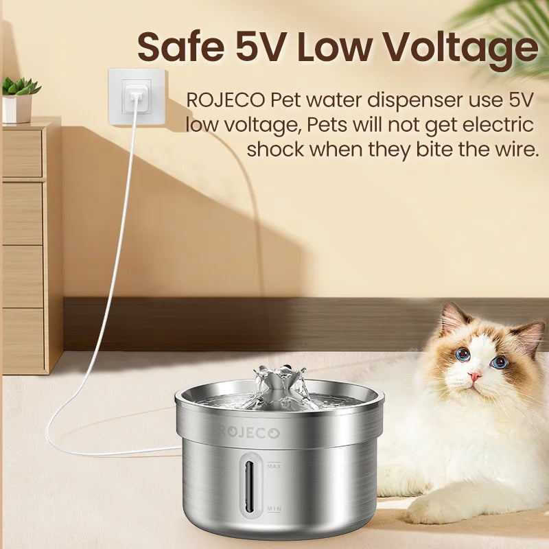 Fontaine à Eau Inox pour Chat avec distributeur automatique