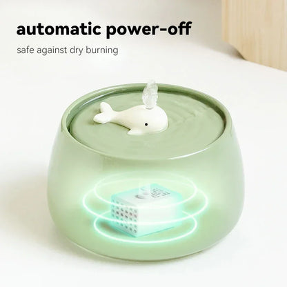 Fontaine à eau Chat en Céramique 1.3L Rechargeable USB