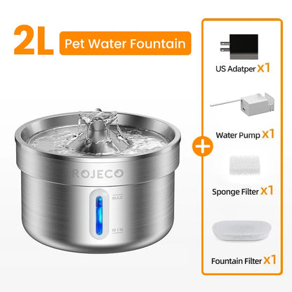 Fontaine à Eau Inox pour Chat avec distributeur automatique
