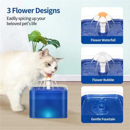 Fontaine à eau chat silencieuse 2L; LED avec Filtration et Distributeur USB