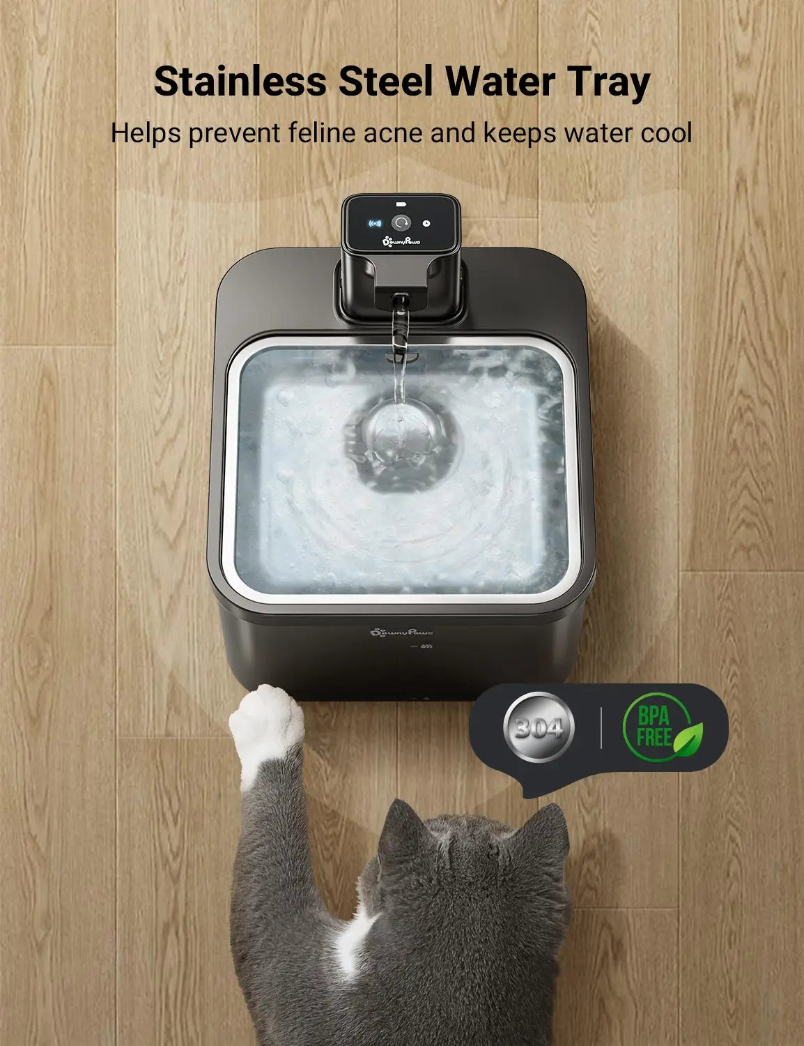 Fontaine a eau Chat Inox 2.5L Sans Fil avec detecteur de mouvement