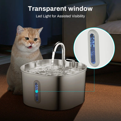 Fontaine a Eau Chat Inox 2.2L Ultra Silencieuse avec Filtre Intègre