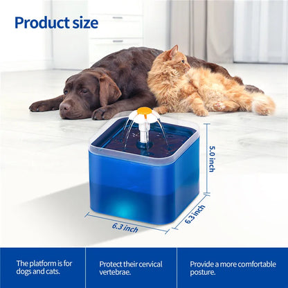Fontaine à eau chat silencieuse 2L; LED avec Filtration et Distributeur USB