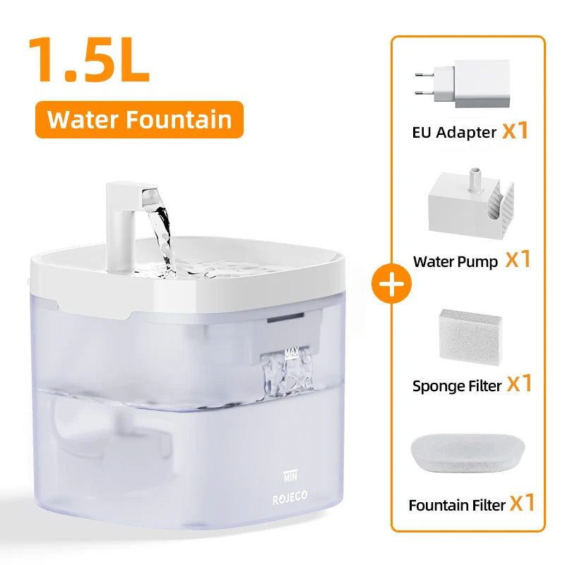Fontaine à eau chat  rechargeable avec Filtre et Pompe Silencieuse