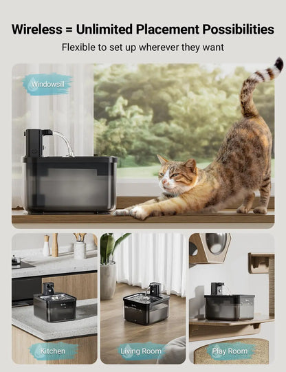 Fontaine a eau Chat Inox 2.5L Sans Fil avec detecteur de mouvement