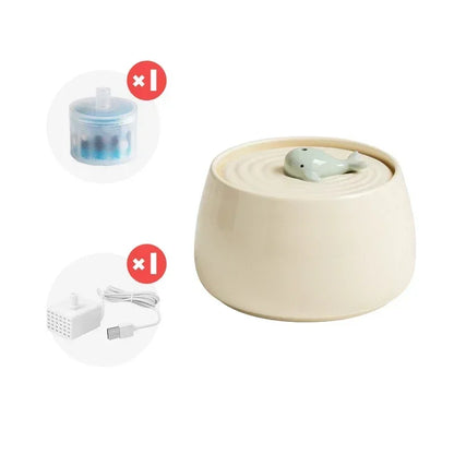 Fontaine à eau Chat en Céramique 1.3L Rechargeable USB