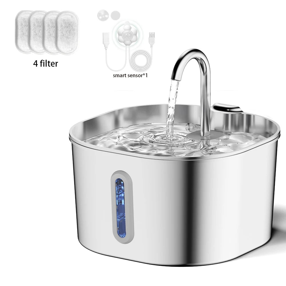 Fontaine a Eau Chat Inox 2.2L Ultra Silencieuse avec Filtre Intègre