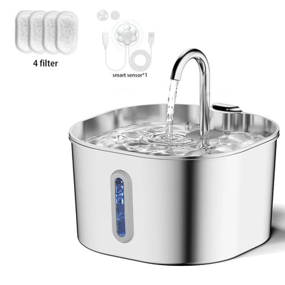 Fontaine a Eau Chat Inox 2.2L Ultra Silencieuse avec Filtre Intègre