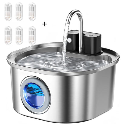 Fontaine Automatique Inox 3L  Sans Fil, Rechargeable & Détection de Mouvement