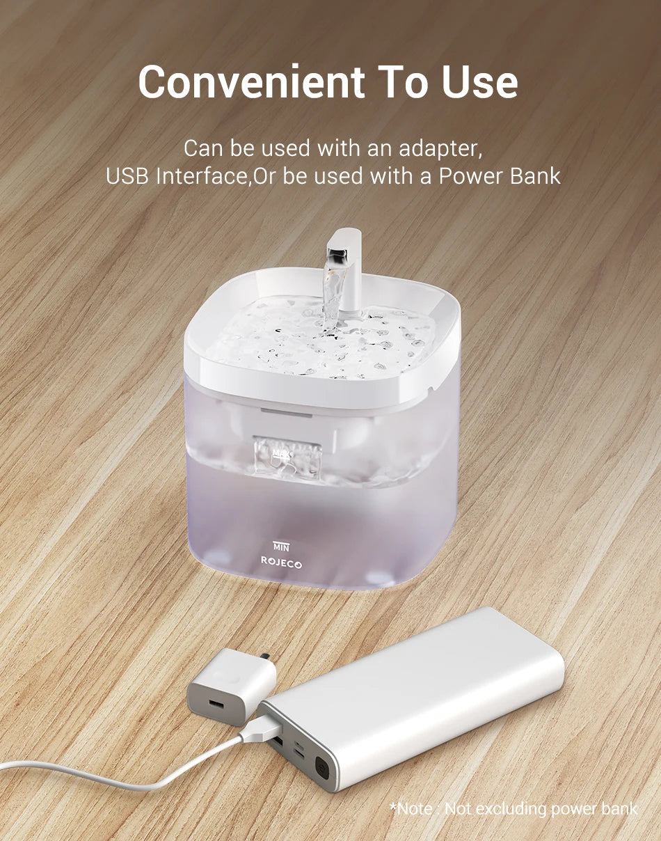 Fontaine à eau chat  rechargeable avec Filtre et Pompe Silencieuse