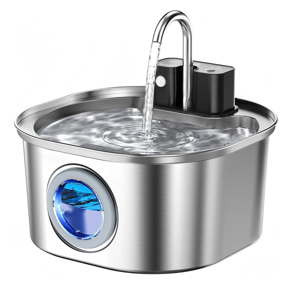 Fontaine Automatique Inox 3L  Sans Fil, Rechargeable & Détection de Mouvement