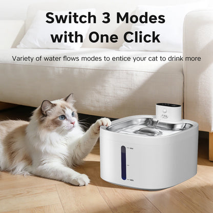 Fontaine a eau Chat Sans Fil 3.5L Inox avec Détecteur de Mouvement