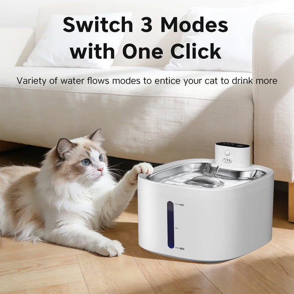 Fontaine a eau Chat Sans Fil 3.5L Inox avec Détecteur de Mouvement