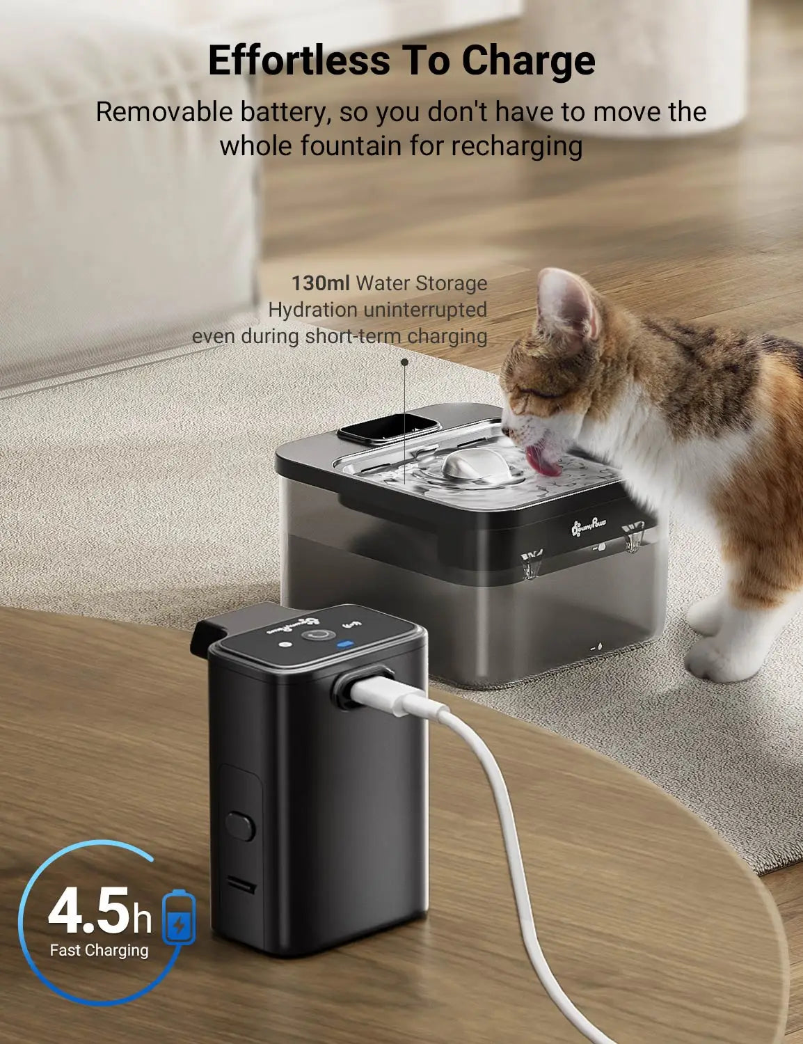 Fontaine a eau Chat Inox 2.5L Sans Fil avec detecteur de mouvement