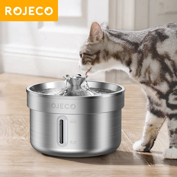 Fontaine à Eau Inox pour Chat avec distributeur automatique