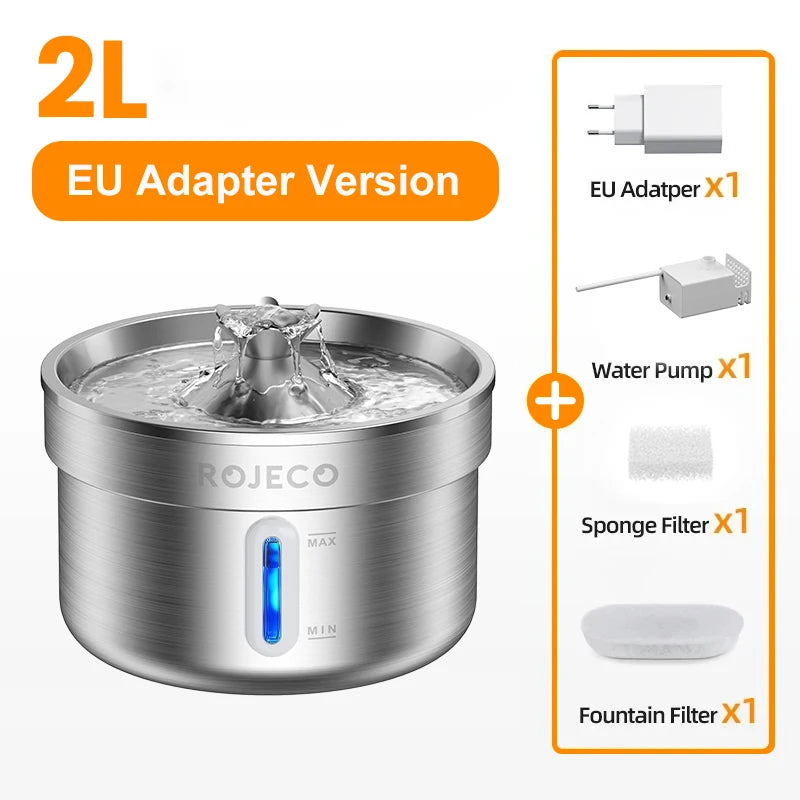 Fontaine à Eau Inox pour Chat avec distributeur automatique
