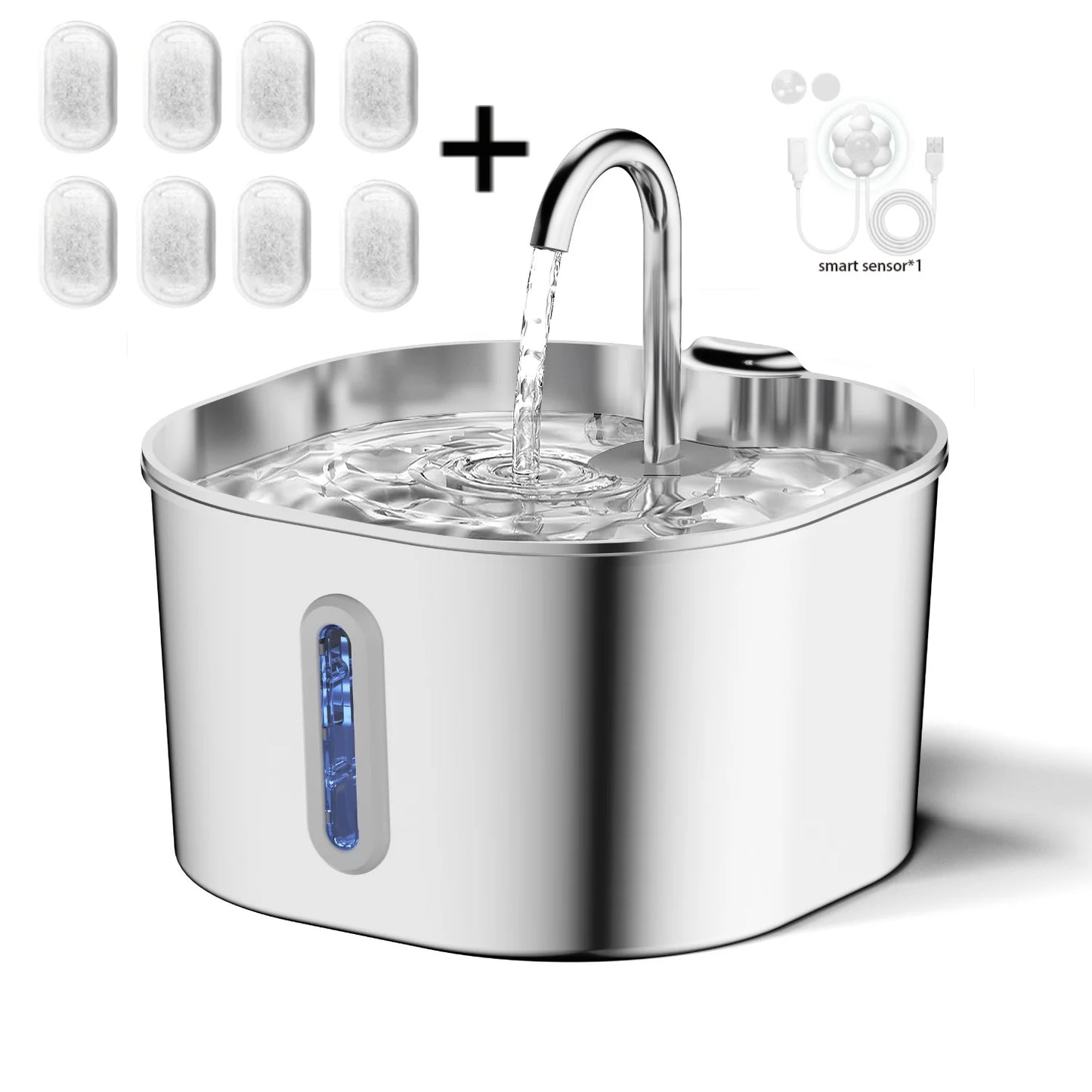 Fontaine a Eau Chat Inox 2.2L Ultra Silencieuse avec Filtre Intègre