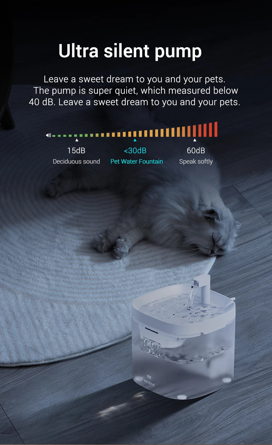 Fontaine à eau chat  rechargeable avec Filtre et Pompe Silencieuse