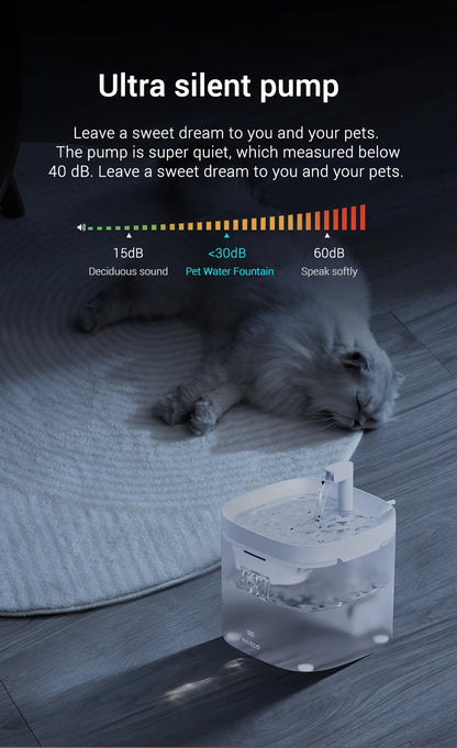 Fontaine à eau chat  rechargeable avec Filtre et Pompe Silencieuse