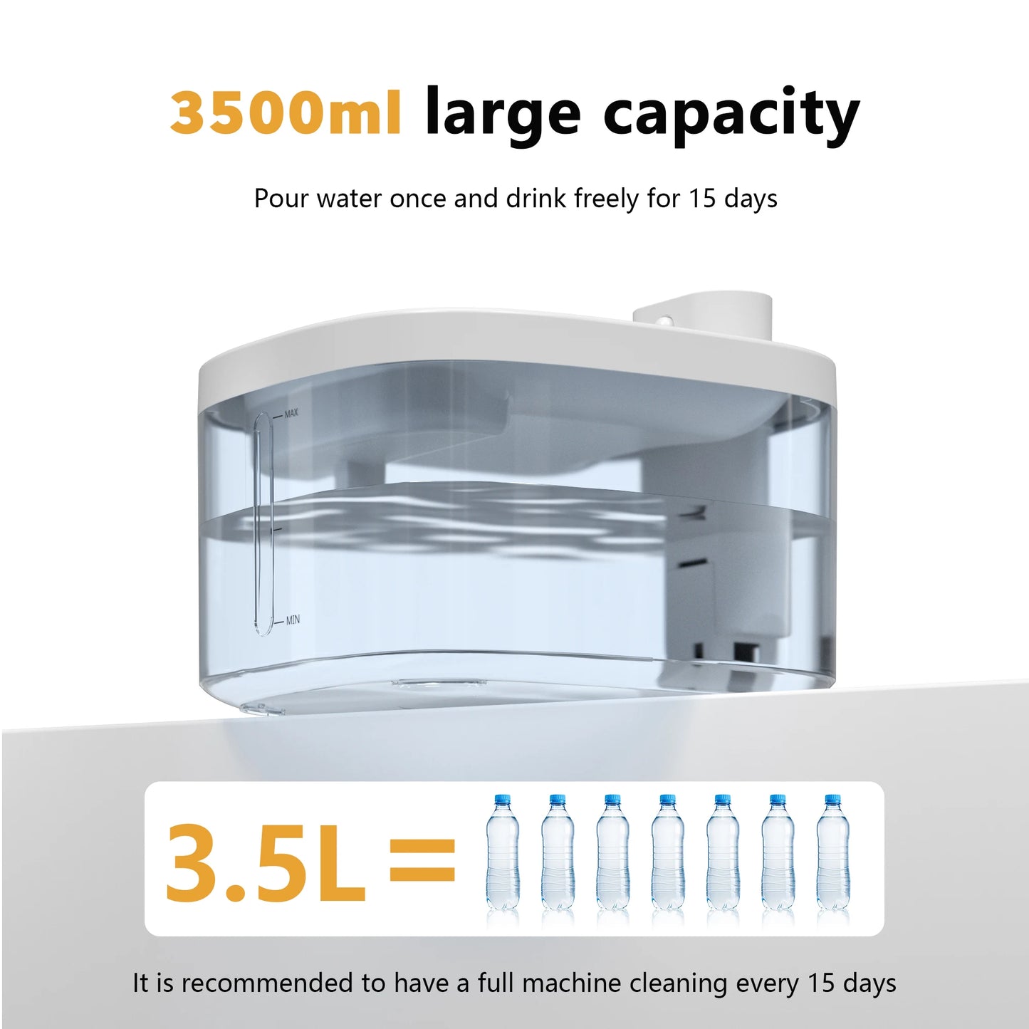 Fontaine a eau Chat Sans Fil 3.5L Inox avec Détecteur de Mouvement