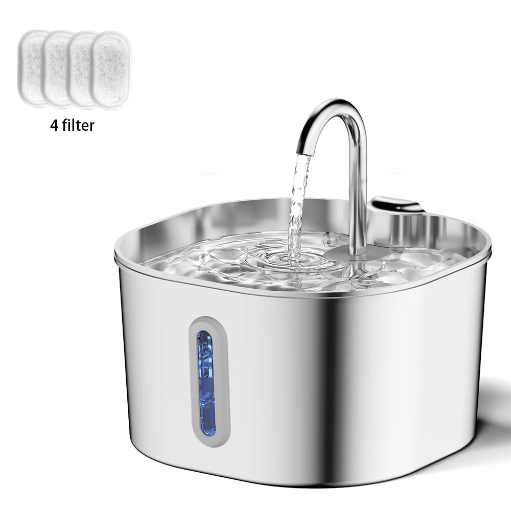 Fontaine a Eau Chat Inox 2.2L Ultra Silencieuse avec Filtre Intègre