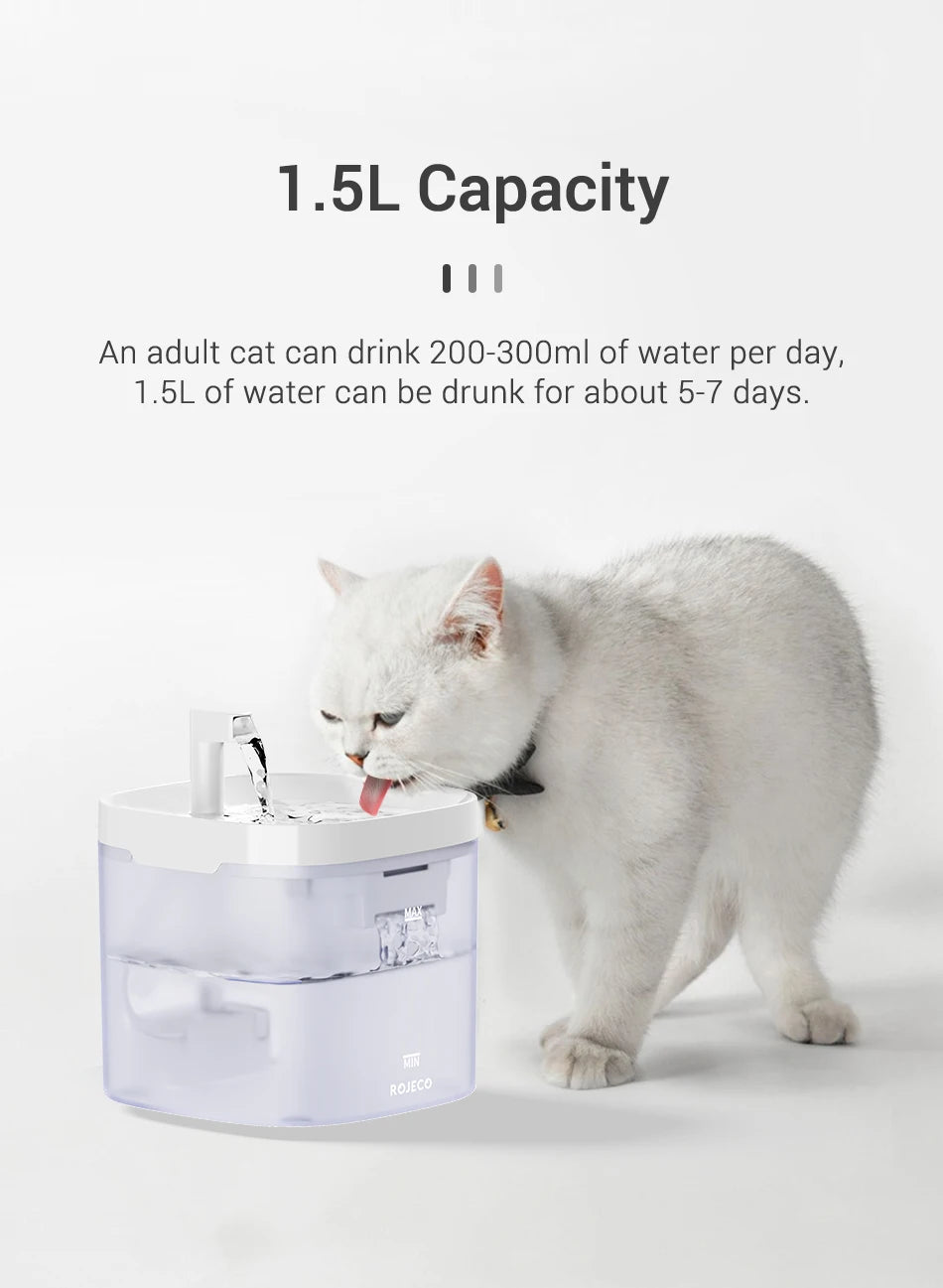 Fontaine à eau chat  rechargeable avec Filtre et Pompe Silencieuse