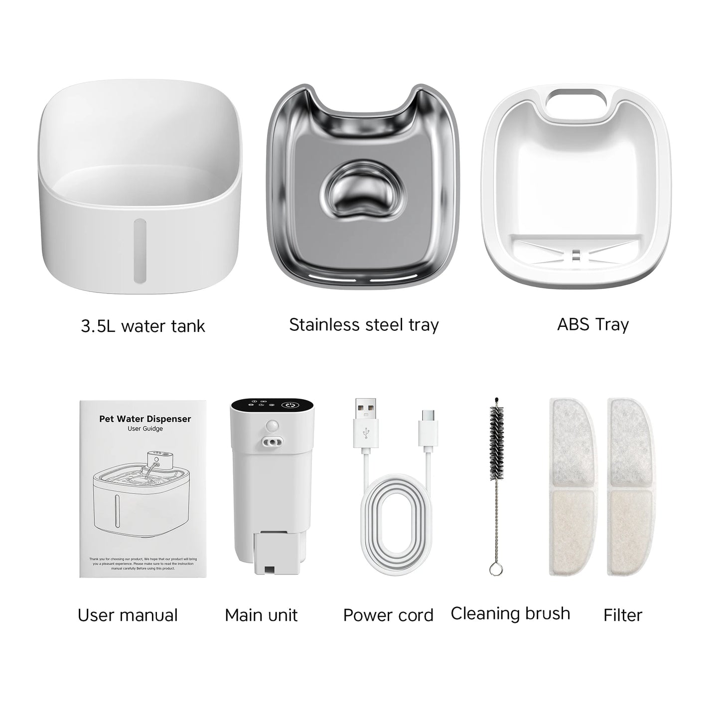 Fontaine a eau Chat Sans Fil 3.5L Inox avec Détecteur de Mouvement