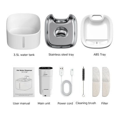 Fontaine a eau Chat Sans Fil 3.5L Inox avec Détecteur de Mouvement