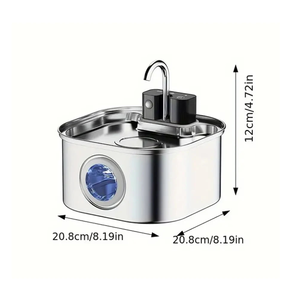 Fontaine Automatique Inox 3L  Sans Fil, Rechargeable & Détection de Mouvement
