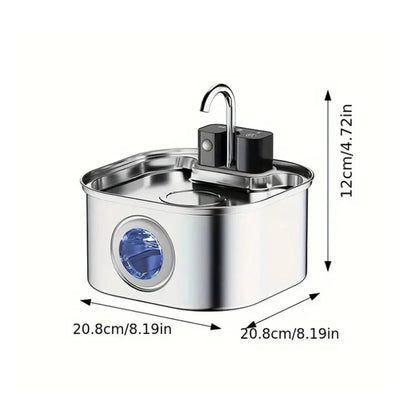 Fontaine Automatique Inox 3L  Sans Fil, Rechargeable & Détection de Mouvement