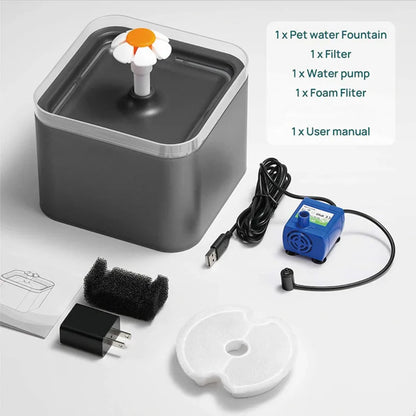 Fontaine à eau chat silencieuse 2L; LED avec Filtration et Distributeur USB