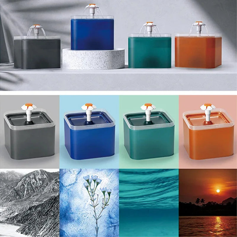 Fontaine à eau chat silencieuse 2L; LED avec Filtration et Distributeur USB