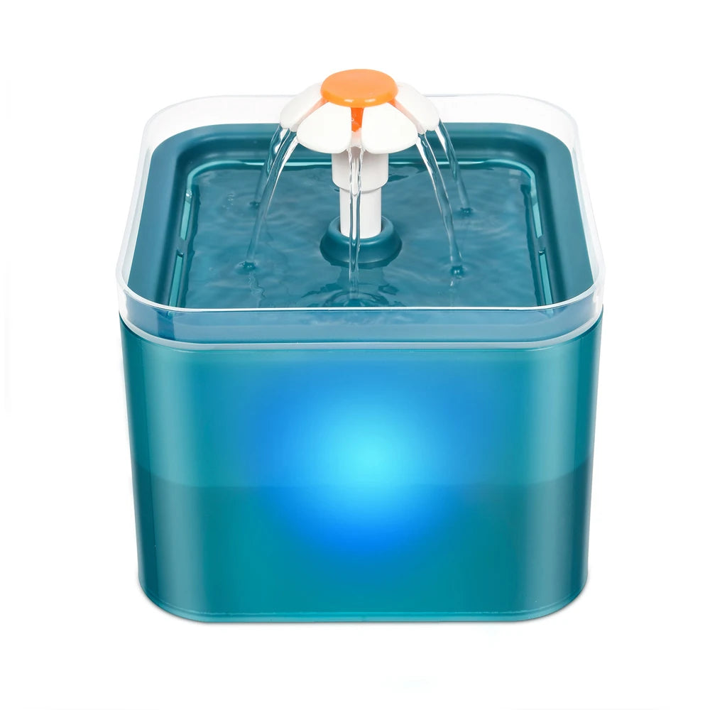 Fontaine à eau chat silencieuse 2L; LED avec Filtration et Distributeur USB