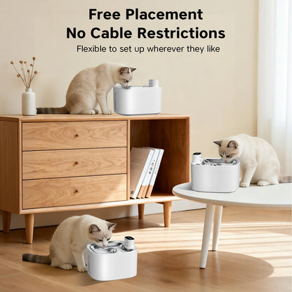 Fontaine a eau Chat Sans Fil 3.5L Inox avec Détecteur de Mouvement